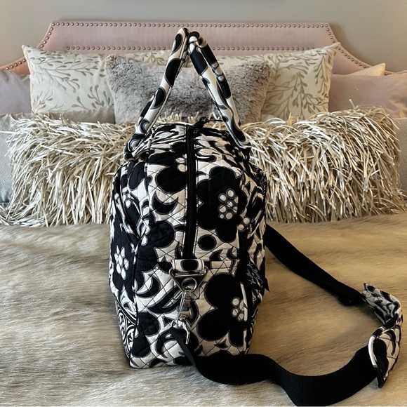 VERA BRADLEY Night & Day 2010 Metropolitan Computer Bag Weekender Black White - Picture 5 of 16